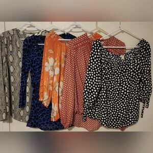 5 Blouse Bundle, All Size Large, All In Good Condition